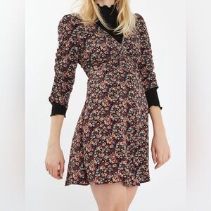 Topshop petite ruched floral print mini tea dress Sz 6